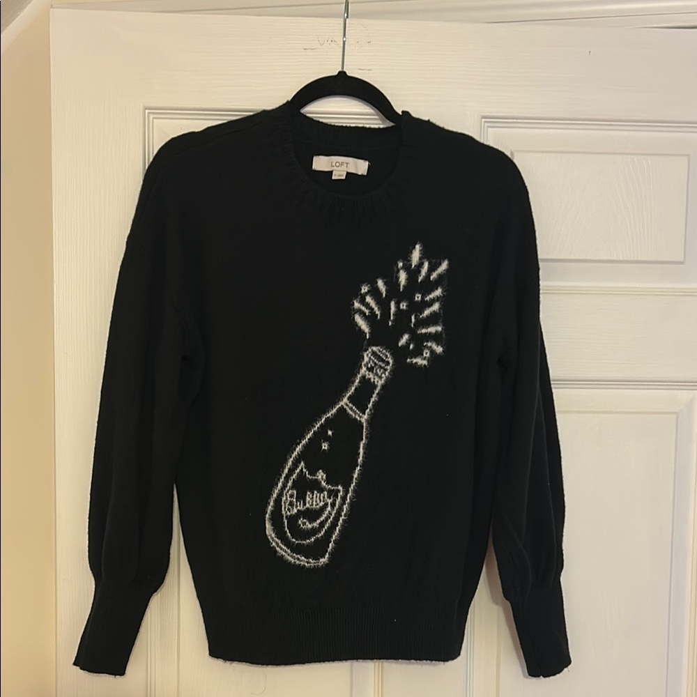Loft Black Sweater with Bottle Design